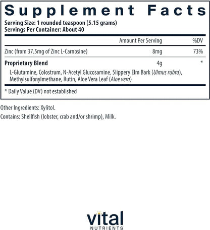 Vital Nutrients GI Repair Powder | Leaky Gut Powder with L Glutamine and Zinc | Digestive Enzyme Supplement to Support Gut Health and Digestion | Gluten Free | 40 Servings