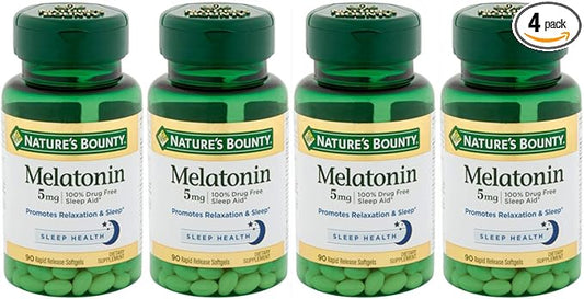 Nature's Bounty Super Strength Melatonin 5 mg Softgels 90 ea (Pack of 4)