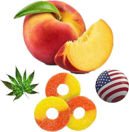 Hemp Gummies for Peace and Relaxation-High Potency Hemp Oil Gummys Peach-Fresh Full Flavor-Natural Hemp Edibles-for Back, Knees, Calm, Sleep, Discomfort-36 Large Rings-Made in USA