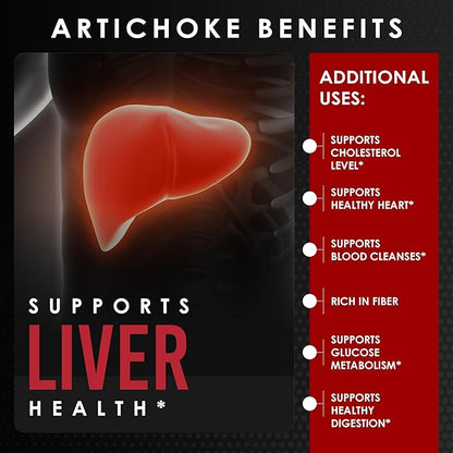 Amalth Artichoke Leaf Extract 120 Veg Capsules -20% Caffeoylquinic Acid Standardized Extract - Supports Liver & Digestion Non-GMO Gluten Free