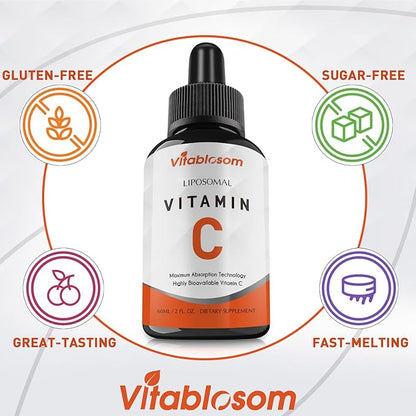 Liposomal Vitamin C 2000mg Liquid for Adults, High Absorption VIT C, Maximize Vitamin C, Good for Immune System & Antioxidant, 60ML (6 Bottles)