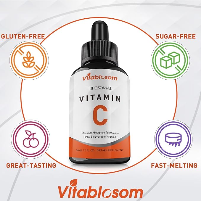 Liposomal Vitamin C 2000mg Liquid for Adults, High Absorption VIT C, Maximize Vitamin C, for Immune System & Antioxidant, 60ML (4 Bottles)