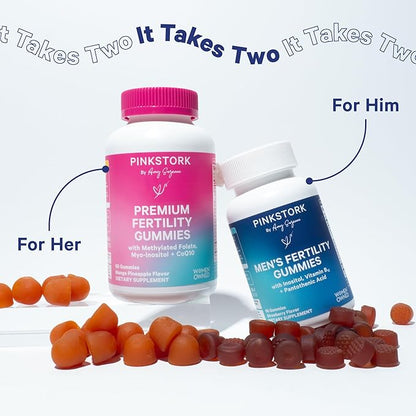 Blue Stork Fertility Supplement Gummies for Men - Male Prenatal Vitamins, Conception Support for Him - Reproductive Health, Hormonal Balance & Motility - 90 Count