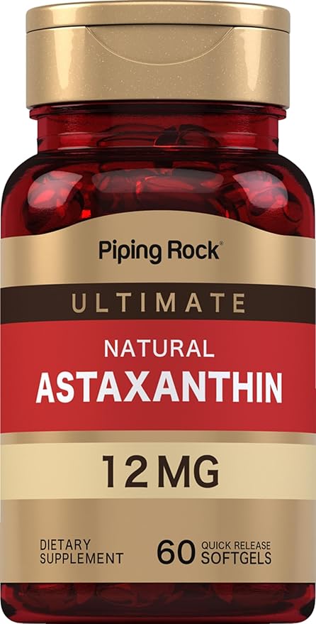 Piping Rock Astaxanthin 12mg | 60 Quick Release Softgels | Extract Supplement | Gluten Free, Non-GMO