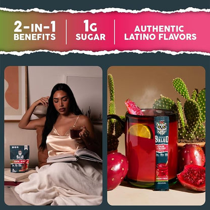 Salud 2-in-1 Sleep Aid + Calm Drink Mix, Prickly Pear Flavor, Melatonin, Magnesium, Saffron Extract, L-Theanine, Non-GMO, Gluten Free, Vegan, Low Calorie, 1g of Sugar (15 Servings)