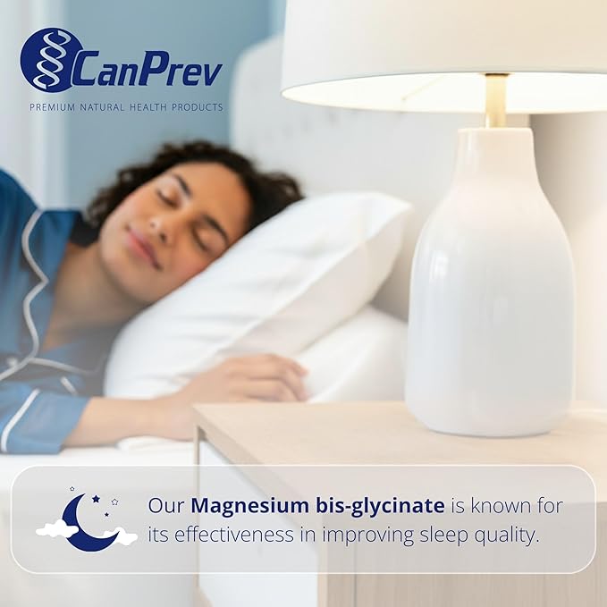 CanPrev Magnesium Bis-Glycinate Gentle 200mg, 120 V-Caps 120-Day Supply - Pure Elemental Magnesium Supplement, Supports Bone and Muscle Function, Gentle on Stomach, Perfect for Daily Magnesium Needs
