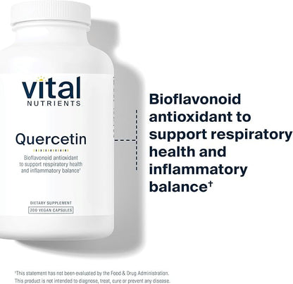 Vital Nutrients Quercetin | Vegan Quercetin Supplement with Bioflavonoids for Sinus, Respiratory, Heart, & Immune Function Support | Gluten, Dairy, Soy Free | 500mg | 200 Capsules