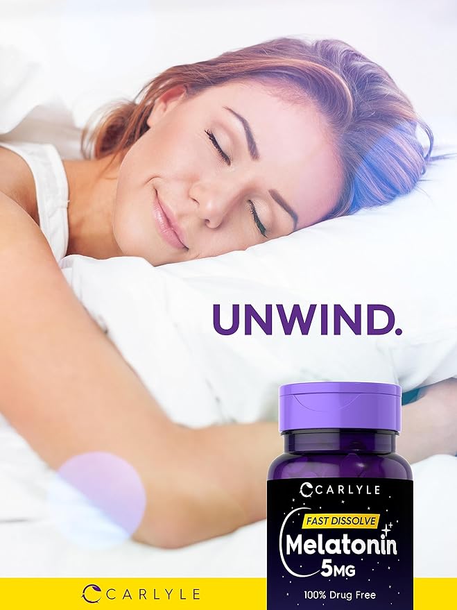 Carlyle Melatonin 5 mg Fast Dissolve 300 Tablets | Berry Flavor | Vegetarian, Non-GMO Supplement