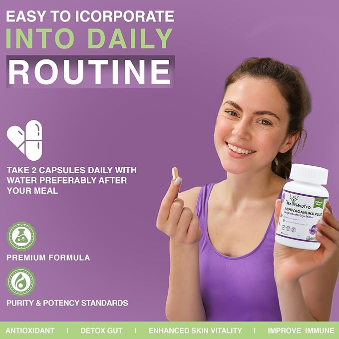 Ashwagandha with Magnesium Supplement 60 Capsules