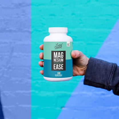 Lively Vitamin Co. Magnesium Ease - Chelated - Highly Bioavailable - Tension - Stress - Nerves - Immune Function - RLS - Gluten Dairy Soy Free - Non-GMO - 180 Vegan Capsules
