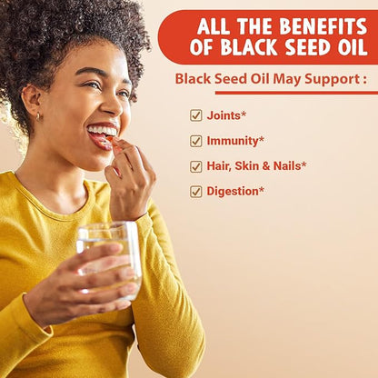 Maju Superfoods Black Seed Oil Capsules - Cold Pressed, 2% Thymoquinone, 100% Turkish Black Cumin Nigella Sativa Seed Oil, Liquid Pure Blackseed 60 Count, 500mg per Capsule