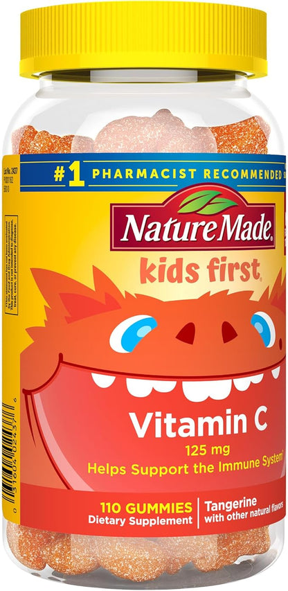 Nature Made Kids First Vitamin C Gummies, Dietary Supplement for Immune Support, 110 Gummies, 110 Day Supply