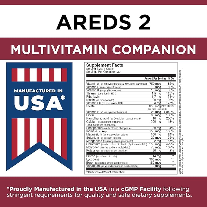 Viteyes Classic AREDS 2 Companion Multivitamin Supplement, Comprehensive Multivitamin Formula for AREDS 2 Users, 30 Capsules, Companion Caplet
