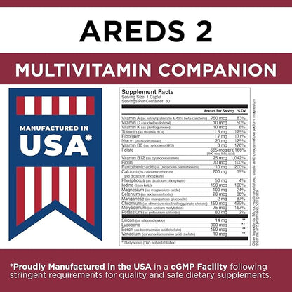 Viteyes Classic AREDS 2 Companion Multivitamin Supplement, Comprehensive Multivitamin Formula for AREDS 2 Users, 30 Capsules, Companion Caplet