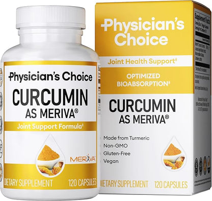 Physician's CHOICE Curcumin Meriva 500 - Clinically Studied - Better Absorption Than Ordinary Turmeric Curcumin Supplements - Scientifically Researched Joint Support - 120 Capsules