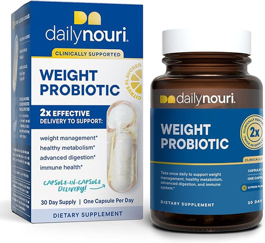 Daily Nouri Weight Health Probiotic | Weight Management, Metabolism & Digestion Support for Women & Men | Probiotics with Vegan Omega 3-6-9 Blend | 30-Day Supply