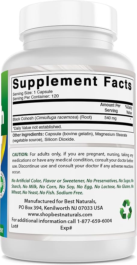 Best Naturals Black Cohosh 540 Mg 120 Capsules (120 Count (Pack of 2))