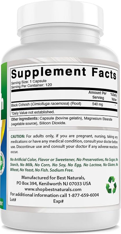 Best Naturals Black Cohosh 540 Mg 120 Capsules (120 Count (Pack of 3))