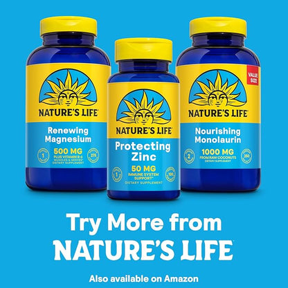 NATURE'S LIFE Protecting Zinc 50mg with 2.5mg Copper - Chelated Zinc Supplement for Immune Support, Bone Health, Muscle Function and Heart Health Support, 60-Day Guarantee, 100 Servings, 100 Tablets