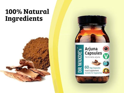 DR WAKDE's Arjuna Capsules (Terminalia arjuna) | 60 Veg Caps | Ayurvedic Supplement | Vegan | 100% Herbal | Quantity Discounts | Same Day Dispatch