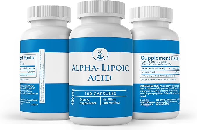 Pure Original Ingredients Alpha-Lipoic Acid Capsules, (100 Capsules) Always Pure, No Additives Or Fillers, Lab Verified