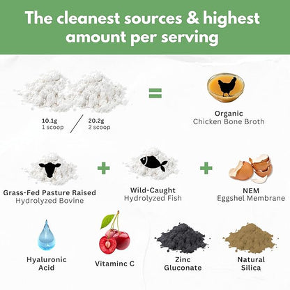 Collagen Peptides Powder with Vitamin C & Hyaluronic Acid - from Organic Cleanest Sources & Super High Absorption - Hydrolyzed Multi Type I, II, III, V, X - Skin Hair Supplement Made in USA