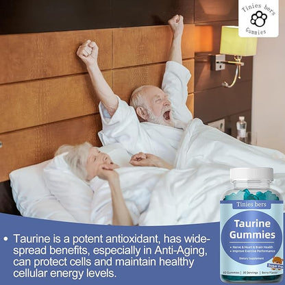 Taurine Gummies 1000mg, Cod Liver Oil Gummies 1000mg, Sugar Free for Adults and Kids, Amino acids, Omega-3s & Vitamin A&D for Cognitive, Heart & Eye Health, Boost Immune