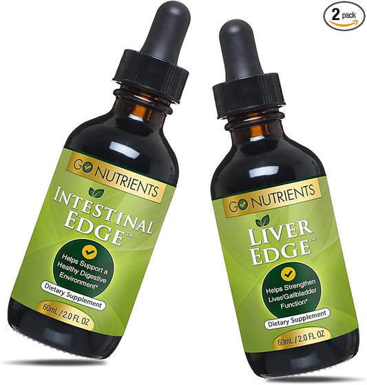 Go Nutrients Intestinal Edge Cleanse 60mL (2 oz) & Liver Cleanse Edge 60ml (2 oz) Non-GMO Soy-Free