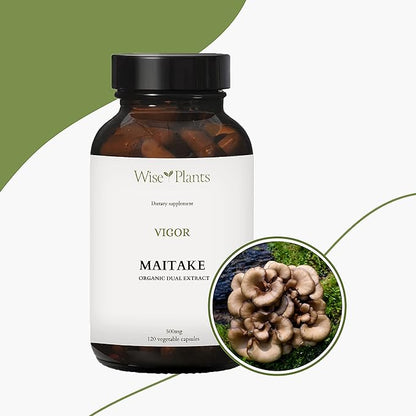 Maitake Mushroom Supplement. Dual Extract, Pure Fruiting Body, 30% Polysaccharides, 500 mg, 120 vegecaps (120-Day Supply). Healthy Immune Function and Energy Support.