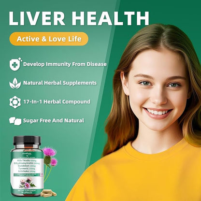 Liver Cleanse Detox & Repair - Strength Milk Thistle 30X Extract - Standardized and Concentrated 80% Silymarin w/Vitamin,95% curcuminoids & 17+Liver Health Nutrients to Revive & Thrive