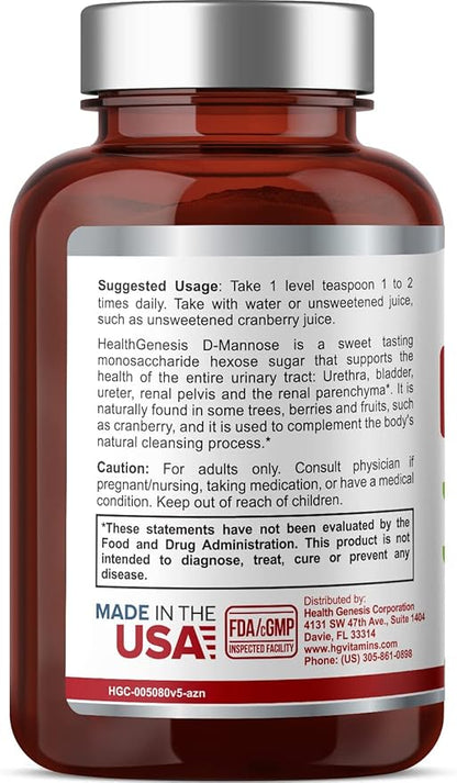 D-Mannose Pure Powder 2000 mg 3 oz 85 g - Supports Urinary Bladder Tract Health