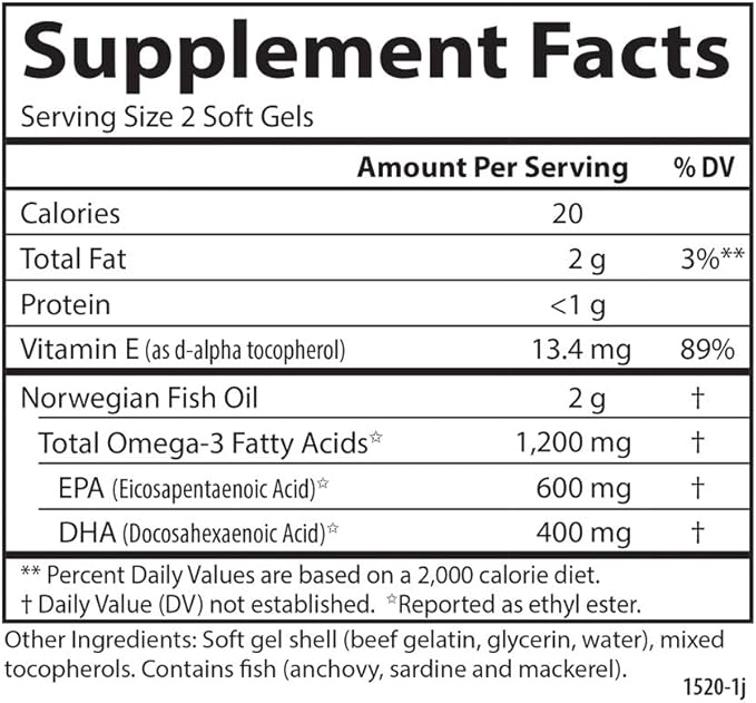 Carlson - Super Omega-3 Gems, 1200 mg Omega-3s, Wild Caught, Sustainably Sourced, 50 soft gels