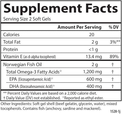 Carlson - Super Omega-3 Gems, 1200 mg Omega-3s, Wild Caught, Sustainably Sourced, 50 soft gels