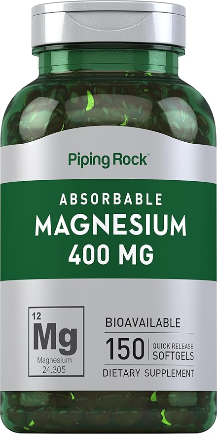 Piping Rock Magnesium 400mg Softgels | 150 Count | Magnesium Oxide Supplement | Non-GMO, Gluten Free