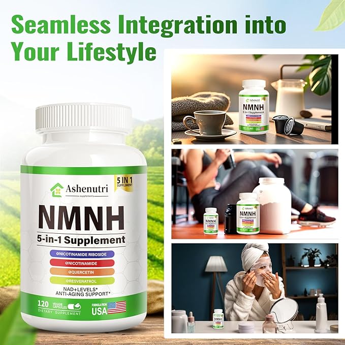 NMNH (Dihydronicotinamide Mononucleotide), NMN Alternative Supplement w/Niacinamide (Vitamin B3), Quercetin, Trans-Resveratrol, Support NAD+, Skin Cell Health*, Anti-Aging & Energy, 120 Caps