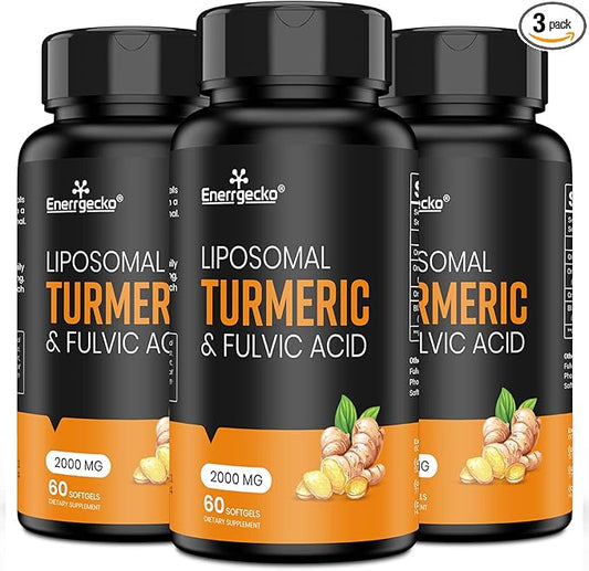 2000 mg Liposomal Turmeric Curcumin with Black Pepper & Ginger for Superior Absorption with Fulvic Acid and Humic Acid 180 Softgels - 3 Month Supply