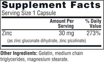 Twinlab Zinc Caps - Immune Support, Metabolism, Skin Care, 100 Capsules