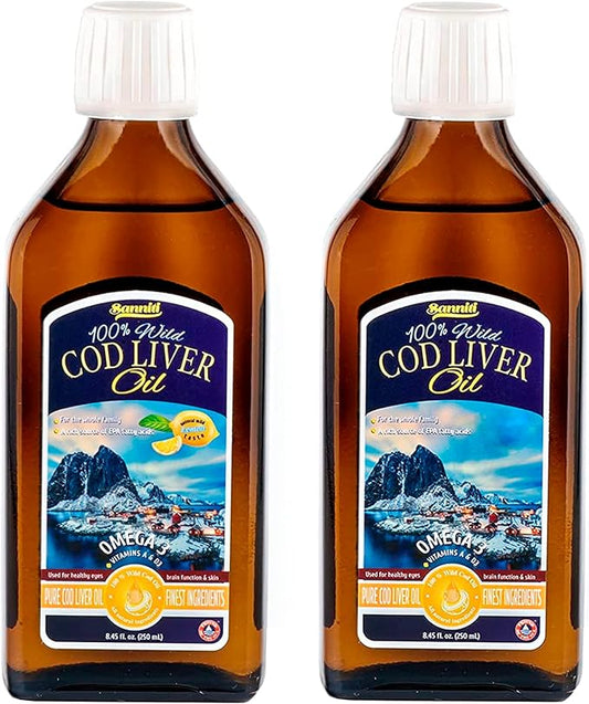 Sanniti 100% Natural Cod Liver Oil, Wild Caught Nordic, 250 ml (Pack of 2) (Variety)