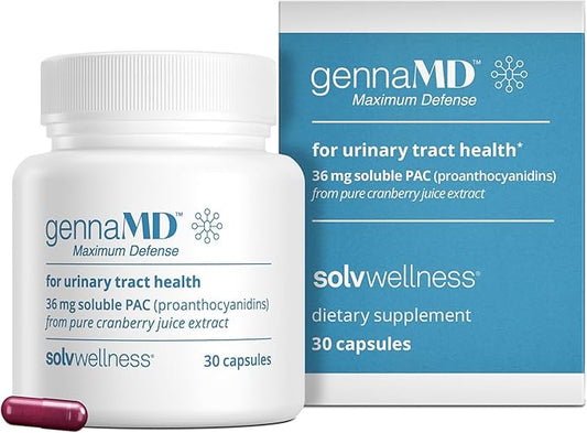 Solv Wellness GennaMD - Maximum UTI Defense - 36 mg Soluble PAC from 100% Cranberry Juice Extract - Highest PAC Concentration in a Small, Easy-to-Swallow Capsule - 30 Capsules