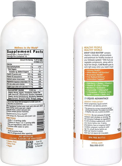 Eniva Elderberry Sambucus Immune Support Syrup, Vitamin C, Ionic ZINC, Vitamin D, Echinacea, Antioxidants & More, All-in-One Liquid, Low Carb, Low Sugar, Keto Friendly, Non-GMO & Gluten Free - 16 oz