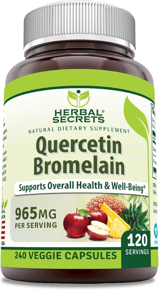 Herbal Secrets Quercetin 800mg with Bromelain 165mg, Veggie Capsules Supplement | Non-GMO | Gluten Free | Made in USA (965 mg, 240, Count)