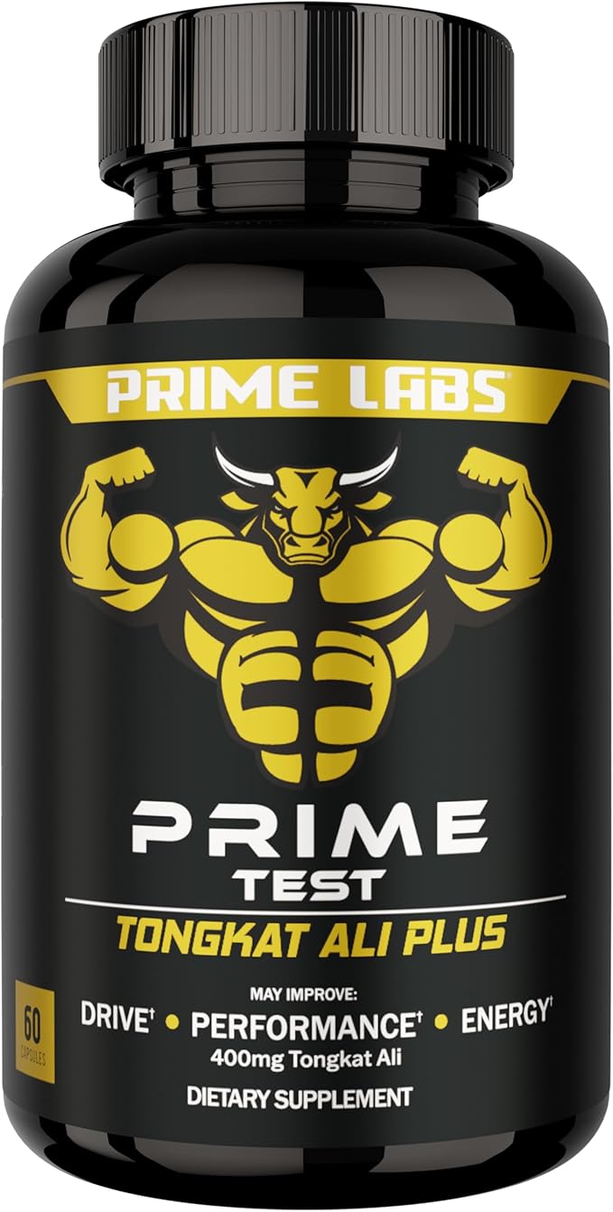 Prime Labs Tongkat Ali for Men - Plus Organic Black Maca Root and Tribulus Terrestris - Performance, Vitality, Energy - 60 Count