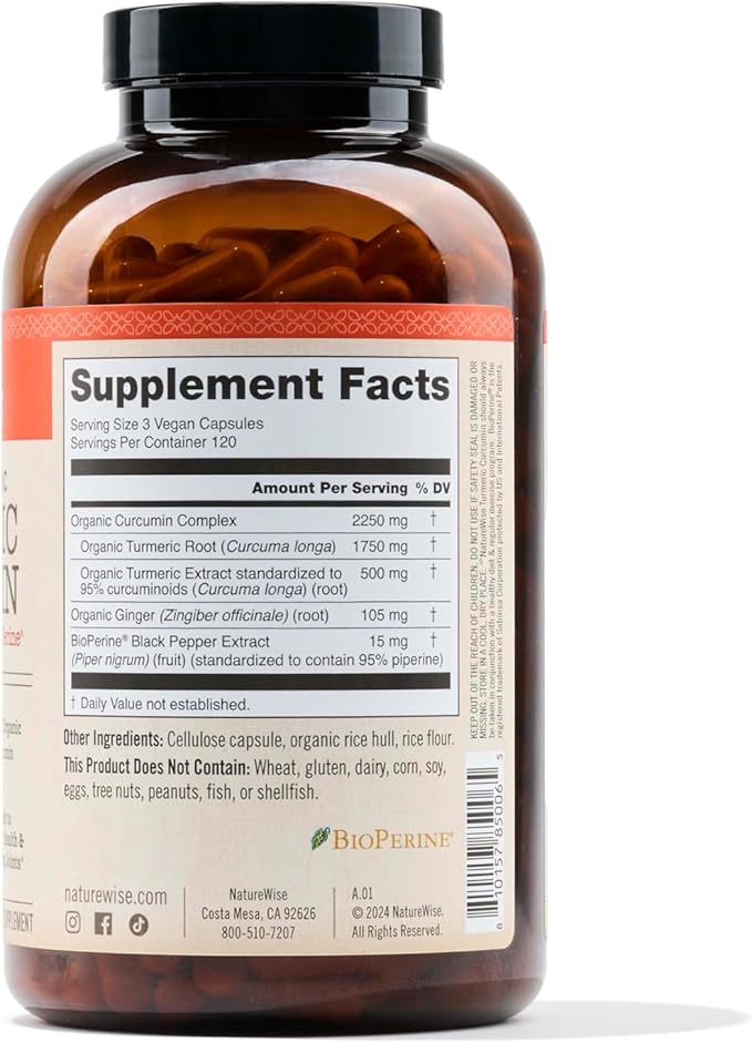 NatureWise Curcumin Turmeric 2250mg - 95% Curcuminoids & BioPerine Black Pepper Extract for Advanced Absorption - Daily Joint and Immune Health Support - Vegan, Non-GMO, 360 Count[120-Day Supply]