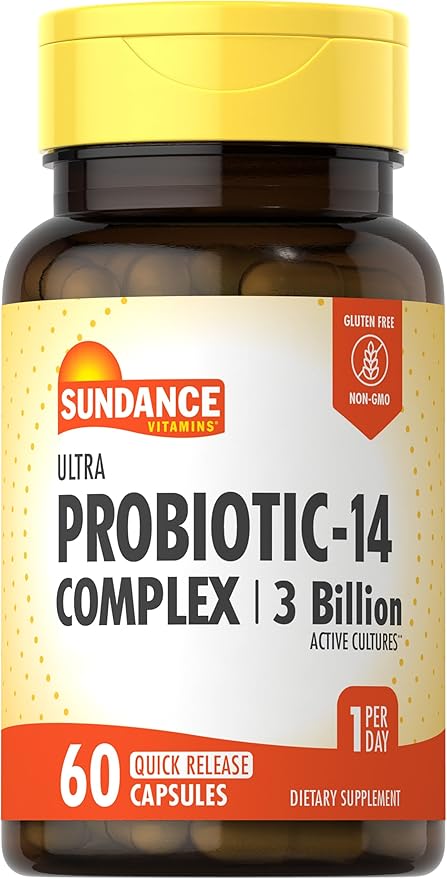 Sundance Probiotic-14 Complex | 3 Billion Active Cultures | 60 Capsules | Non-GMO and Gluten Free Supplement