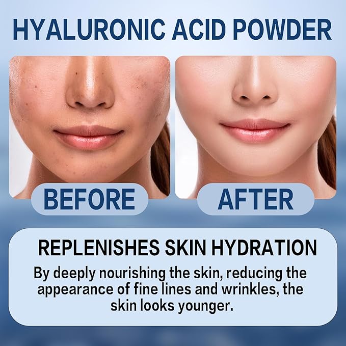 Hyaluronic Acid Powder for Skin Care - Low Molecular Weight, Vegan Cosmetic Grade, Water-Soluble Moisturizing Ingredient for DIY Facial Serum & Anti-Aging Skincare