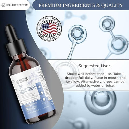 Liquid Zinc Drops for Kids, Men and Women | Organic Ionic Zinc Sulfate | Immunity, Mood, Brain Thyroid | 30 Day Supply|2 Oz