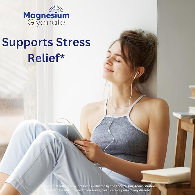 Magnesium Glycinate - Supplement for Muscle, Mood, Sleep, and Heart Health. 90 Veggie Capsules, 90 Day Supply