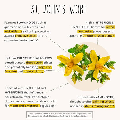 Joy-Filled Mood Support Supplement with St. Johns Wort 180 Ct | Rhodiola Rosea, Eleuthero, Ashwagandha | Stress Relief – Helps Calm The Mind & Body | 100% Plant-Based Happy Pills | Herbal Adaptogens