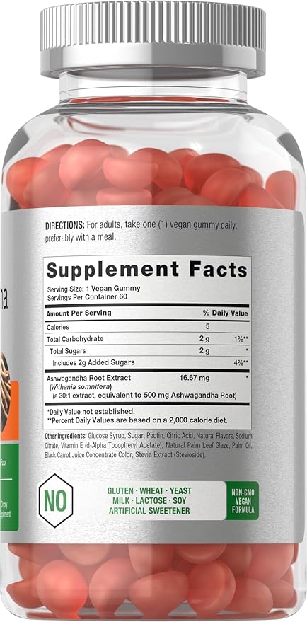Horbaach Ashwagandha Gummies for Women and Men | 60 Count | Vegan, Non-GMO, Gluten Free Supplement | Tropical Flavor