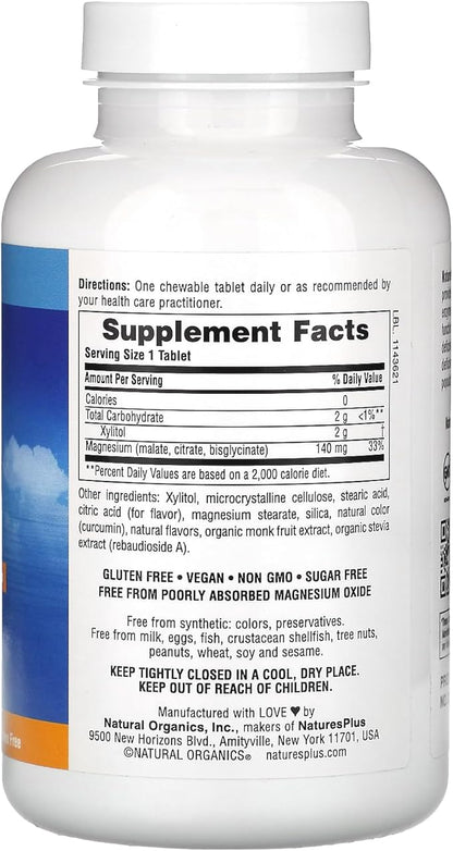 NaturesPlus KalmAssure Magnesium Chewable, Orange - 60 Tablets - Promotes Relaxation & Mental Alertness - Non-GMO, Sugar Free & Gluten Free - 60 Servings